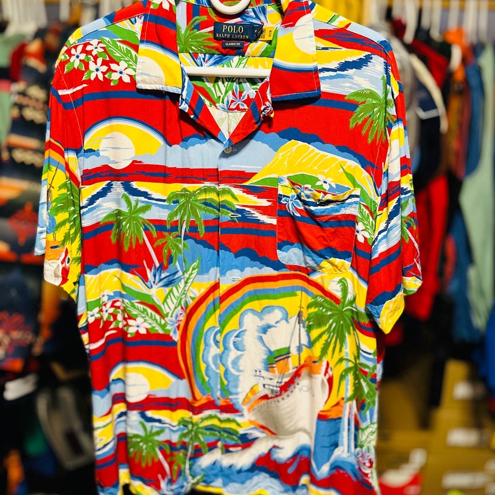 Polo by Ralph Lauren Red and Blue Casual Button Down Shirt